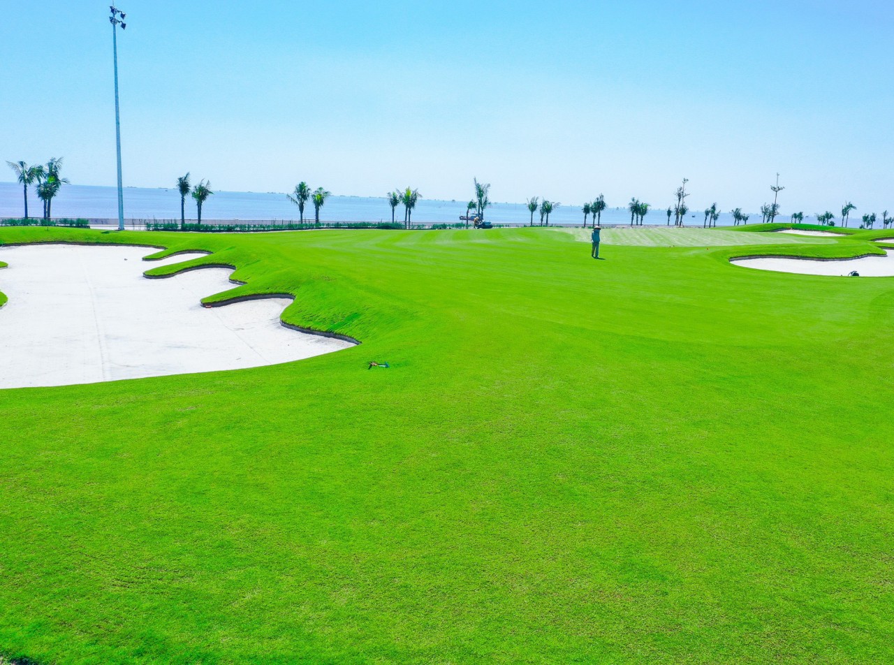 Mảng xanh hoàn thiện tại sân golf 27 hố dự án Đồi Rồng Đồ Sơn